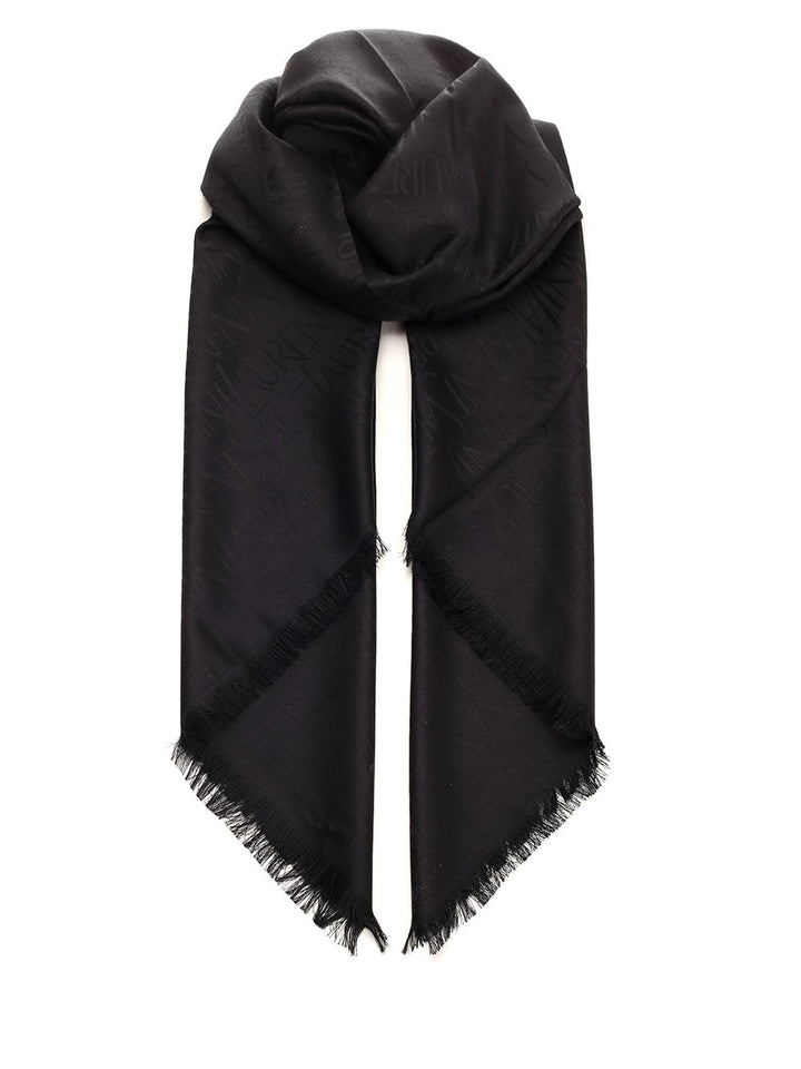 Saint Laurent Monogram Ysl Jacquard Scarf Scarves And Foulards - Nero | 73b8b6b99efb9430a40f081c4f14bc638591b82a