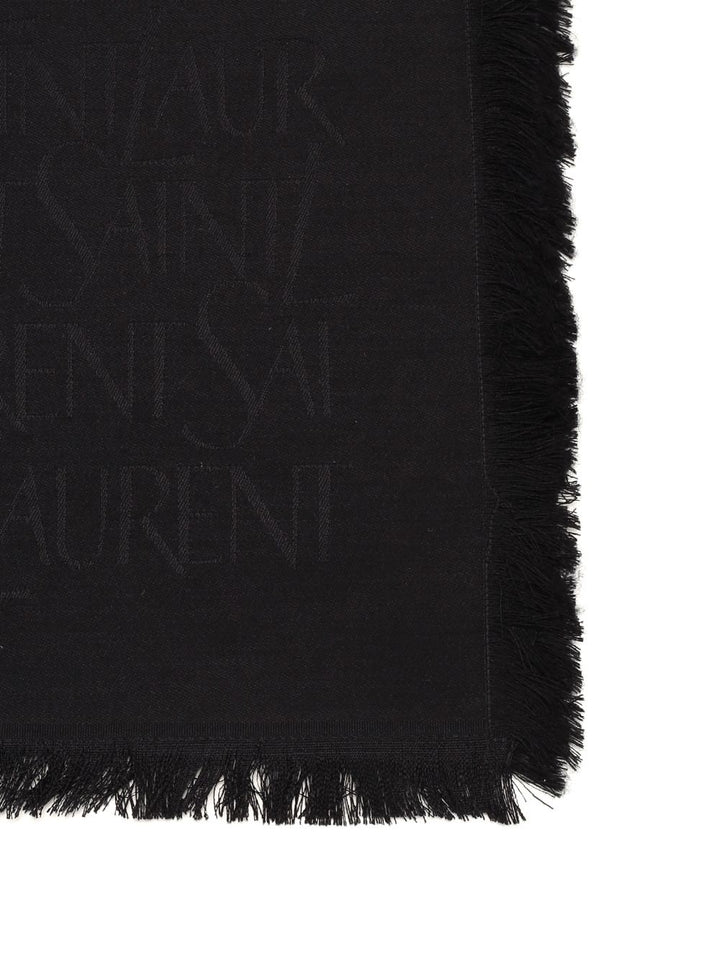 Saint Laurent Monogram Ysl Jacquard Scarf Scarves And Foulards - Nero | 5289dedf680a3d37a5eaa85220c03330a2e0fd50