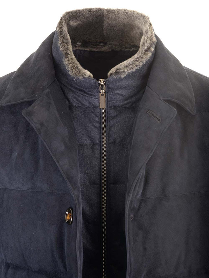 Al Duca D'Aosta Leather And Wool Jacket Giacche - Blu | d99284c6314fea62a8fcae548f1cdd85747c536e