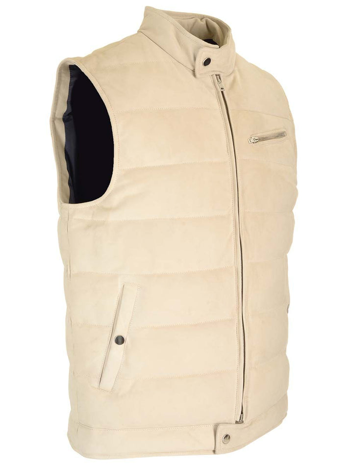 Al Duca D'Aosta Suede Padded Vest Giacche - Bianco | f17360f32d201d3afb7b949541e87606d8da0b4b