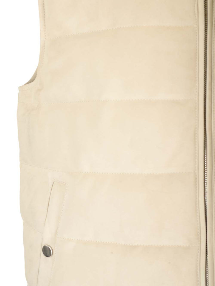 Al Duca D'Aosta Suede Padded Vest Giacche - Bianco | 2ef3b7a459a61dd8132a780894b17341b0282f55