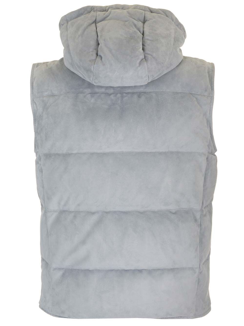 Al Duca D'Aosta Suede Hooded Vest Giacche - Grey | 62fa869e2fab33dd6cba205d86f7a906b395e2ee