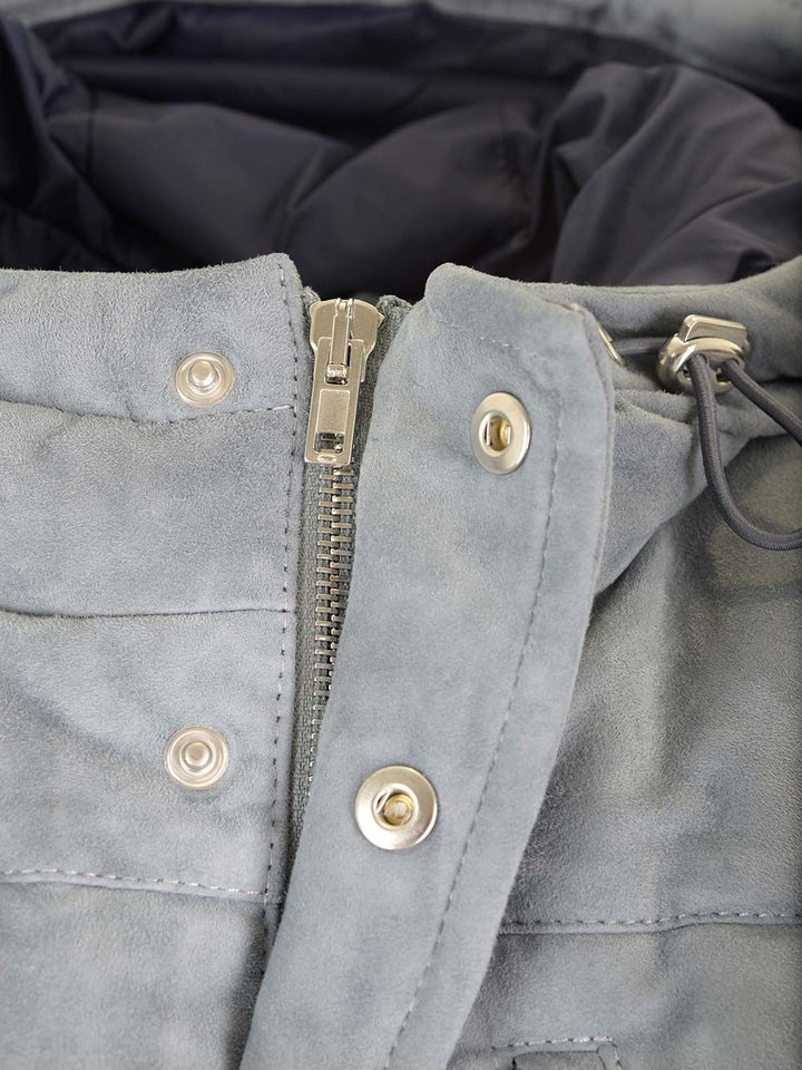 Al Duca D'Aosta Suede Hooded Vest Giacche - Grey | ec179b110a0c1f52521b0113b6e7d1ab324a338a