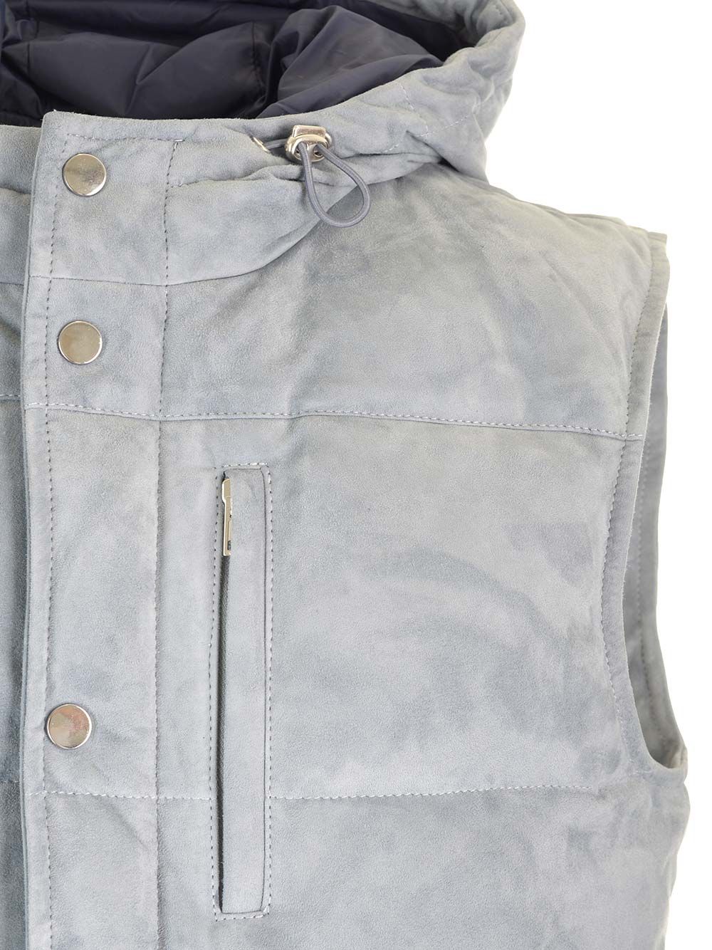 Al Duca D'Aosta Suede Hooded Vest Giacche - Grey | dbf89589503ff11a1e65a30ba85823fd4121cf40