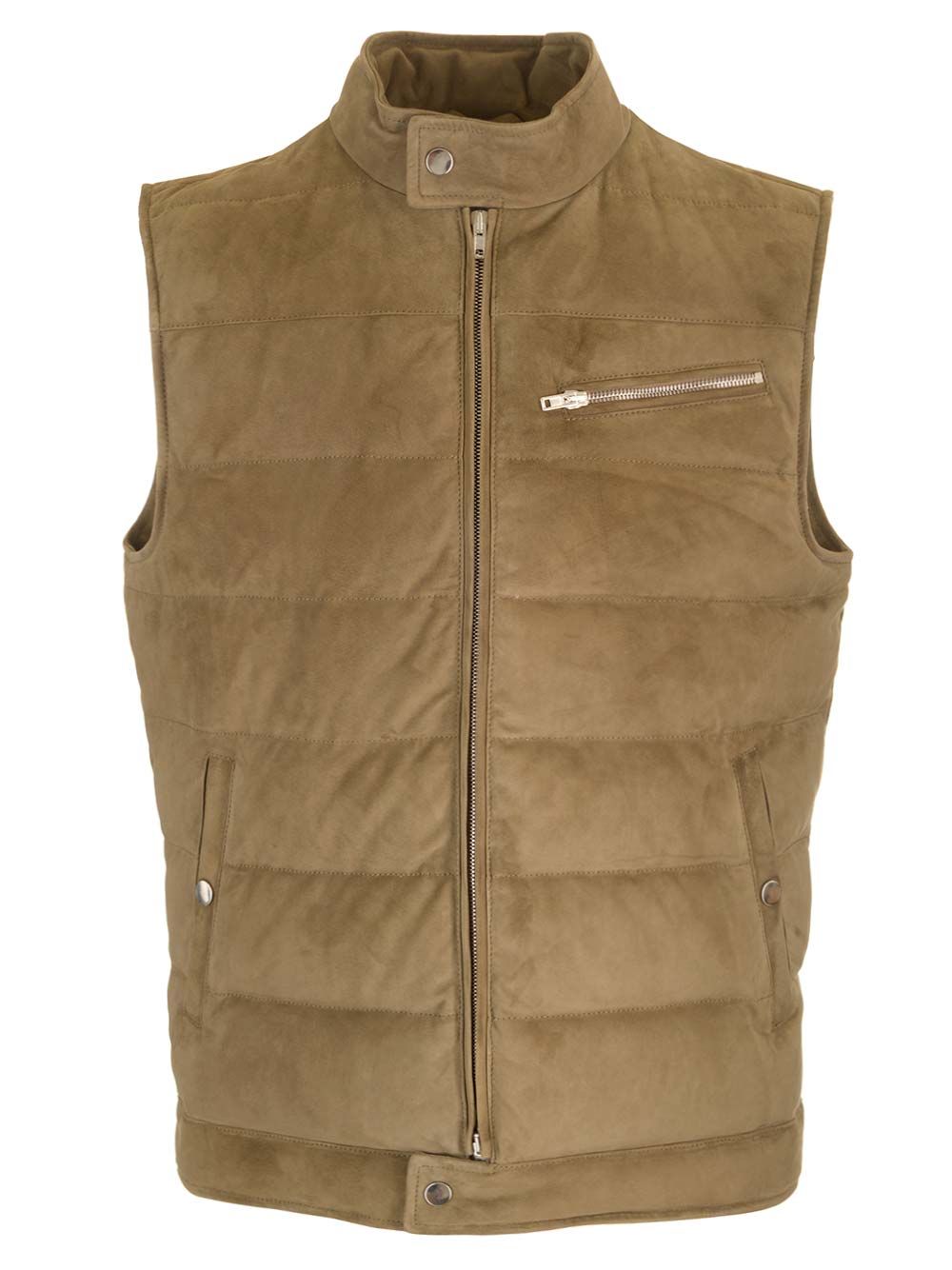 Al Duca D'Aosta Suede Padded Vest Giacche - Verde | 3167337cac2e6ed8002ce1db05733a7c8f74597c