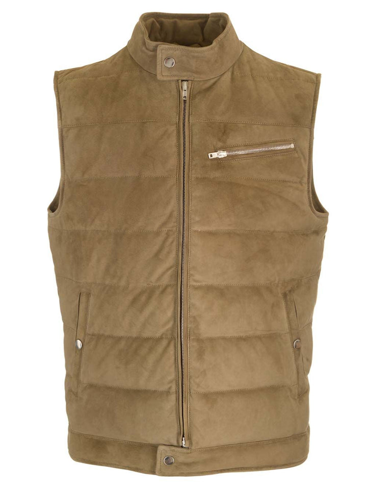 Al Duca D'Aosta Suede Padded Vest Giacche - Verde | 3167337cac2e6ed8002ce1db05733a7c8f74597c
