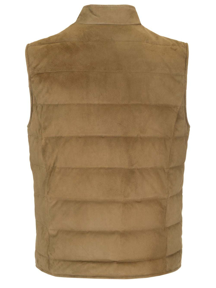 Al Duca D'Aosta Suede Padded Vest Giacche - Verde | 629adb70041935b06fe869577b9edfde684450ce