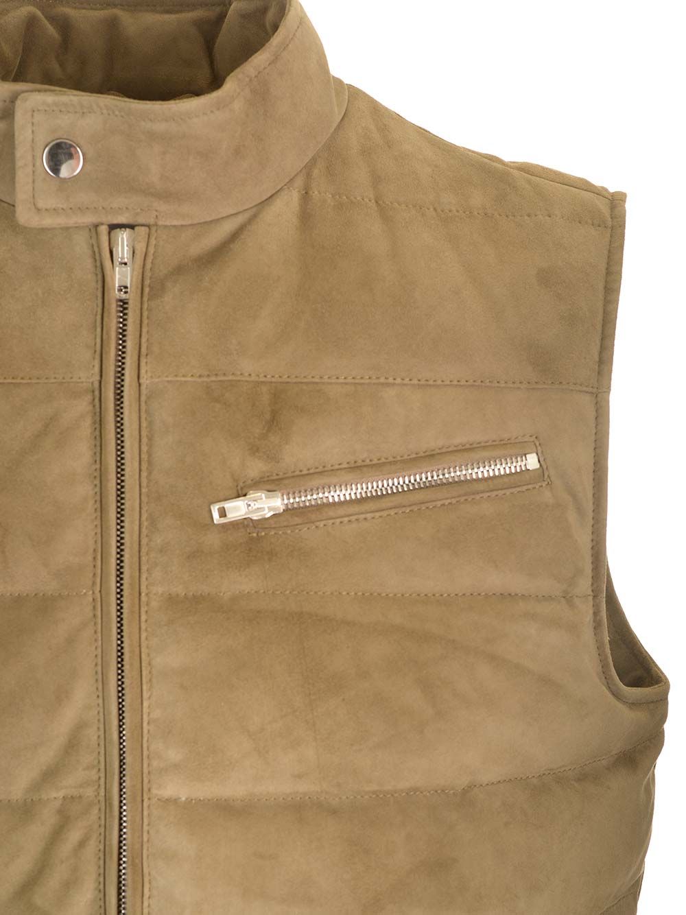 Al Duca D'Aosta Suede Padded Vest Giacche - Verde | 13b620fe50abc91a6e6f941a39691261c57fe89e