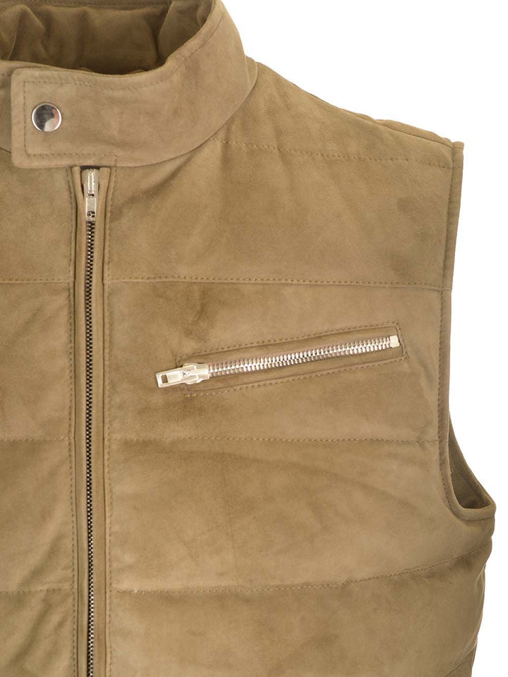 Al Duca D'Aosta Suede Padded Vest Giacche - Verde | 13b620fe50abc91a6e6f941a39691261c57fe89e