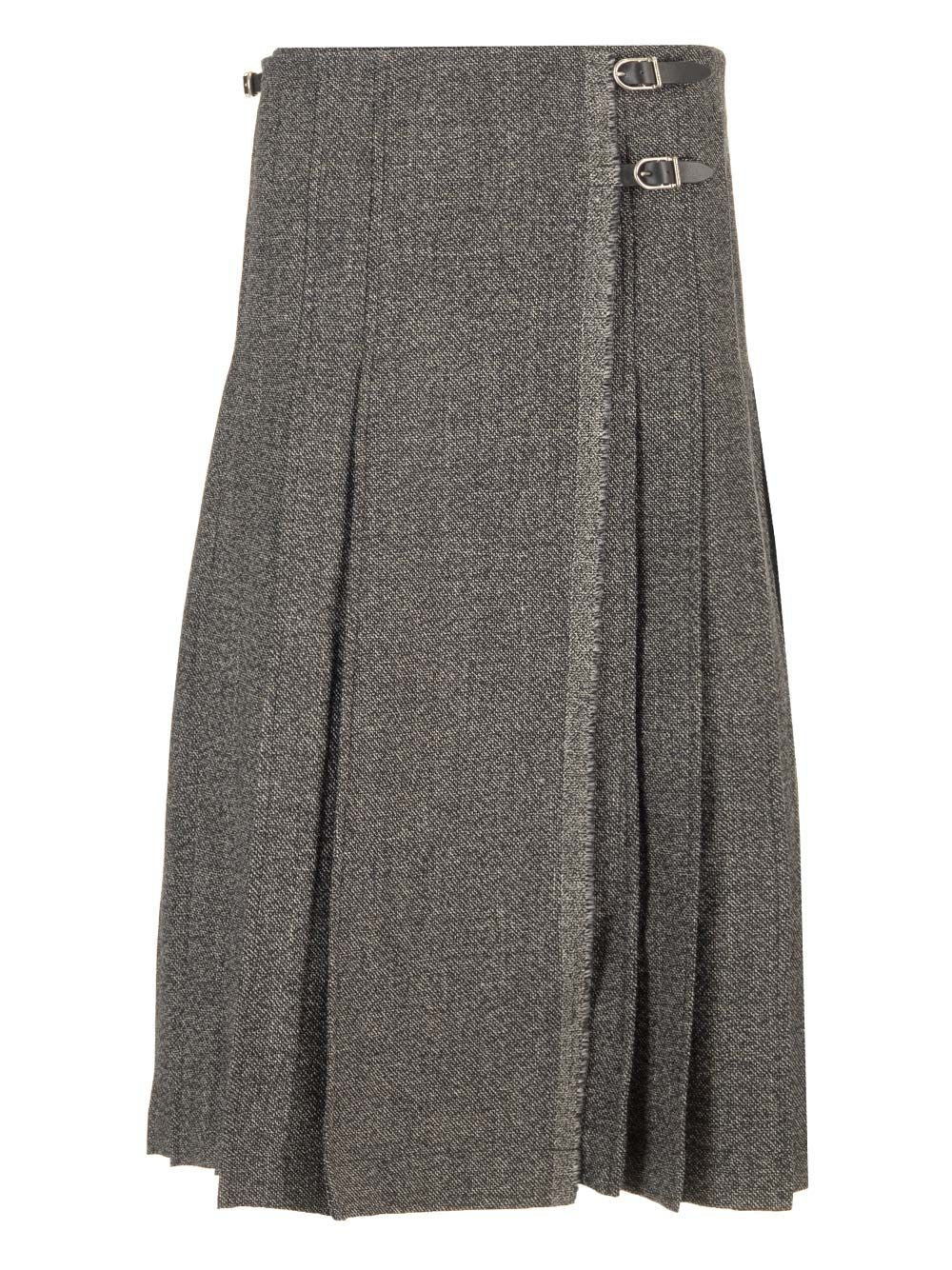 Durazzi Milano Pleated Midi Kilt Skirt Melange Black Gonne - Grey | f8a0b2b6a24edfbdb3fa66c1f4ecb16f4830e394