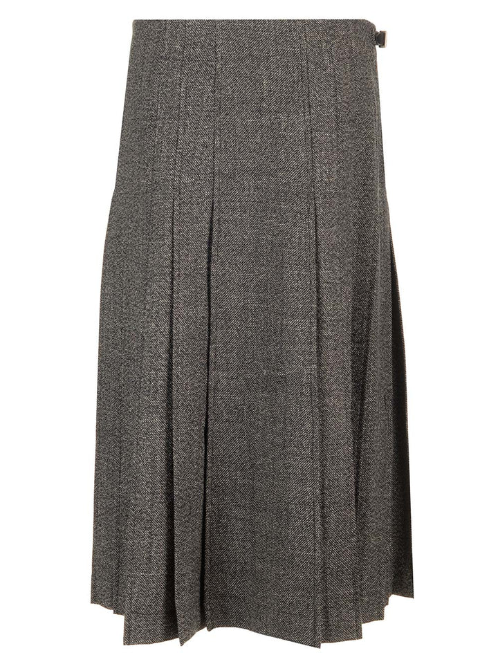 Durazzi Milano Pleated Midi Kilt Skirt Melange Black Gonne - Grey | 403d77ce1cd2c2985606df8cb8273ed32711276c