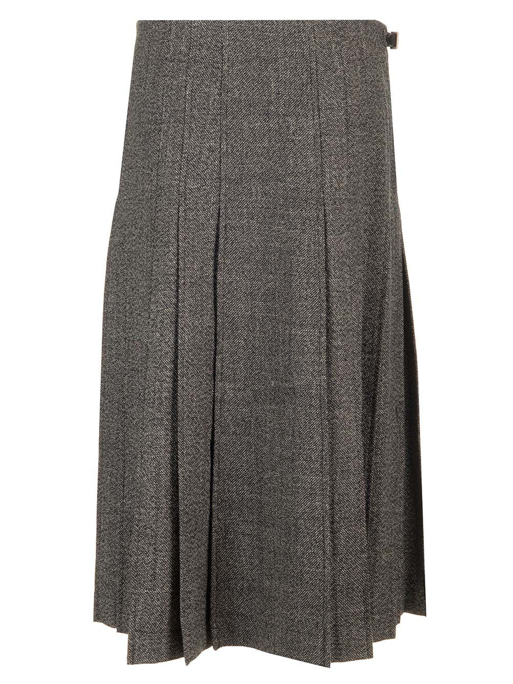 Durazzi Milano Pleated Midi Kilt Skirt Melange Black Gonne - Grey | 53352285b07493edc568186dc662a8912b93d7b0