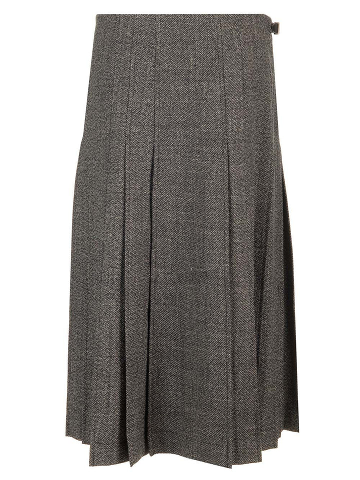Durazzi Milano Pleated Midi Kilt Skirt Melange Black Gonne - Grey | 53352285b07493edc568186dc662a8912b93d7b0