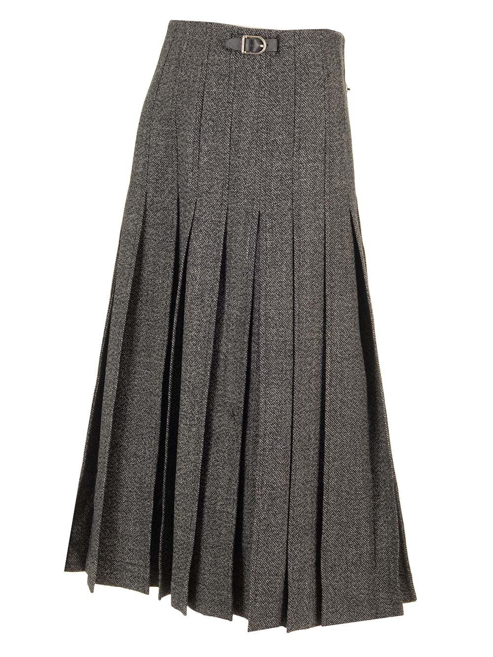 Durazzi Milano Pleated Midi Kilt Skirt Melange Black Gonne - Grey | e0eb457f56cfec3b1c5cbef374cef9a0588d2445