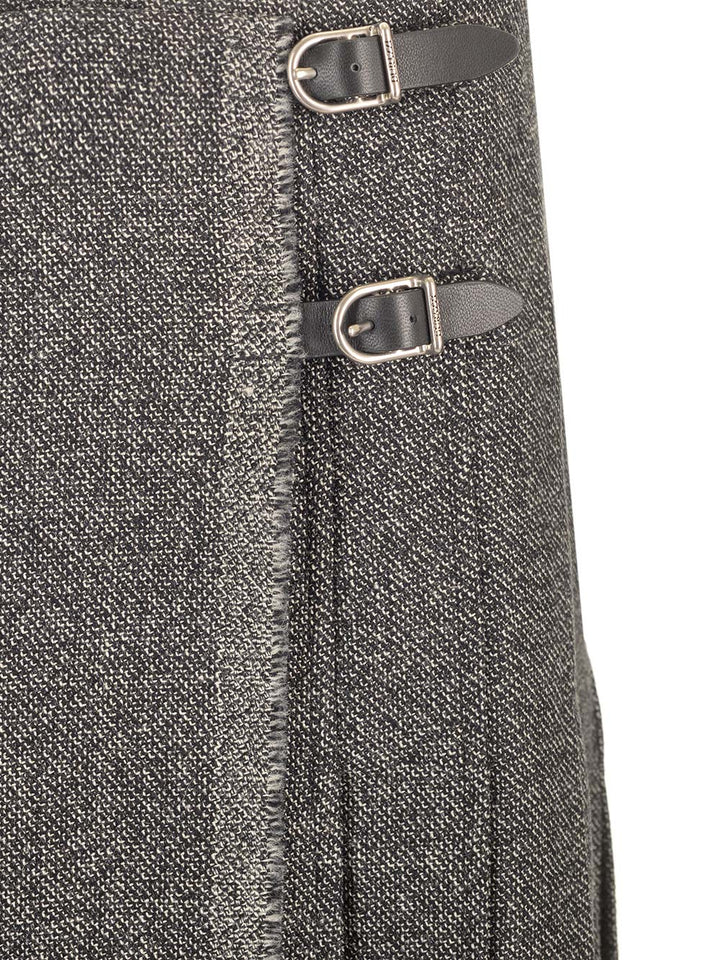 Durazzi Milano Pleated Midi Kilt Skirt Melange Black Gonne - Grey | d3bbd8a345065f4f68d9ec1f0a3d961b6e46db21