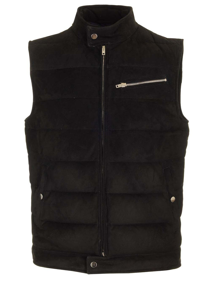 Al Duca D'Aosta Suede Padded Vest Giacche - Nero | ca67eb20fe7a237dfb9a14ef034ff501a5c8b8c6