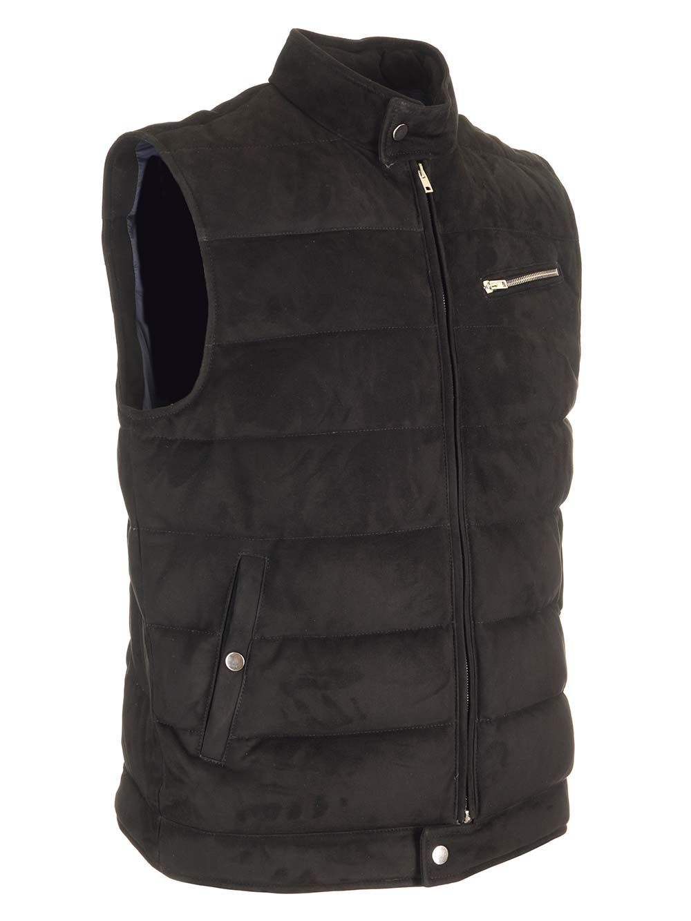 Al Duca D'Aosta Suede Padded Vest Giacche - Nero | 284748ad56a3ab06b16c56bb48dd1e096738b3b0