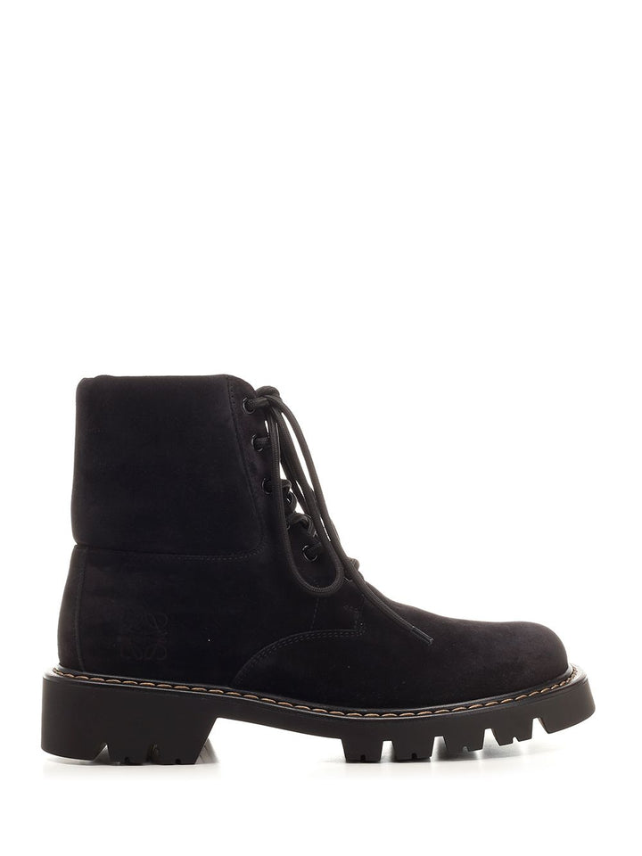 Loewe Sierra Combat Ankle Boot In Suede Boots - Nero | 15ca25c72806bf3b7589f1cc004fa72a553f1ea7