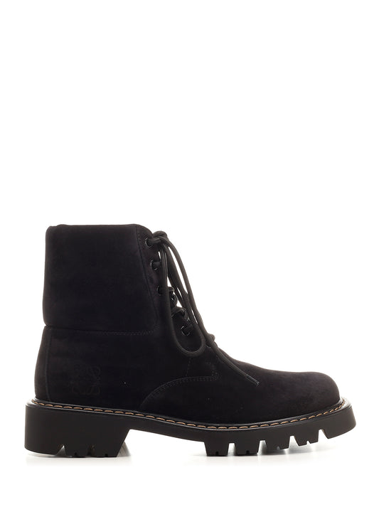 Sierra Combat Ankle Boot In Suede Boots Nero