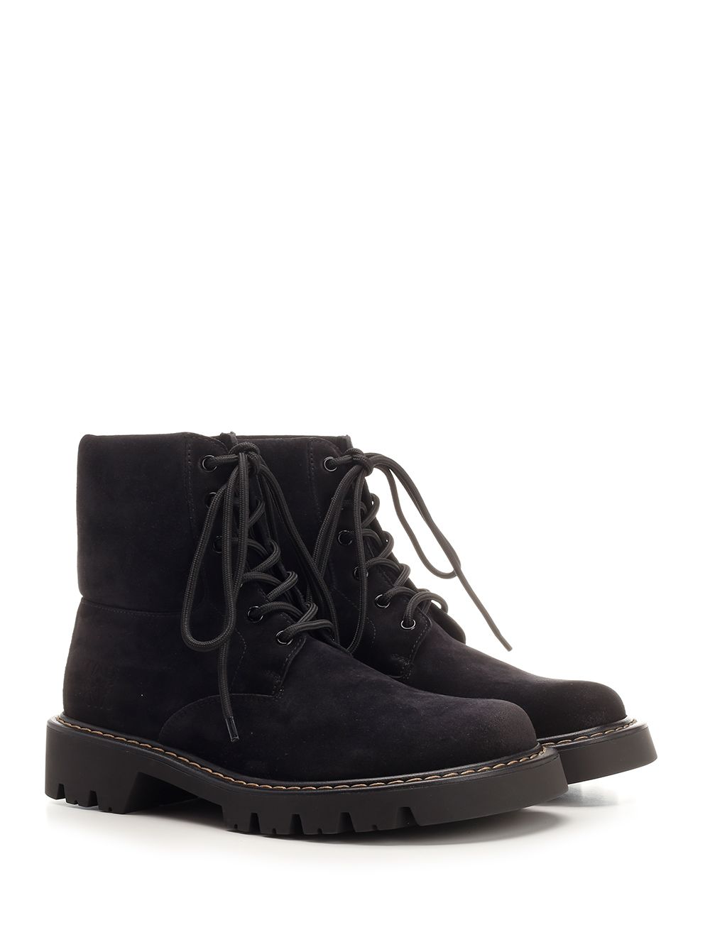 Loewe Sierra Combat Ankle Boot In Suede Boots - Nero | cb8d11ca84ccdba880a0e3cb3b1552967098627a