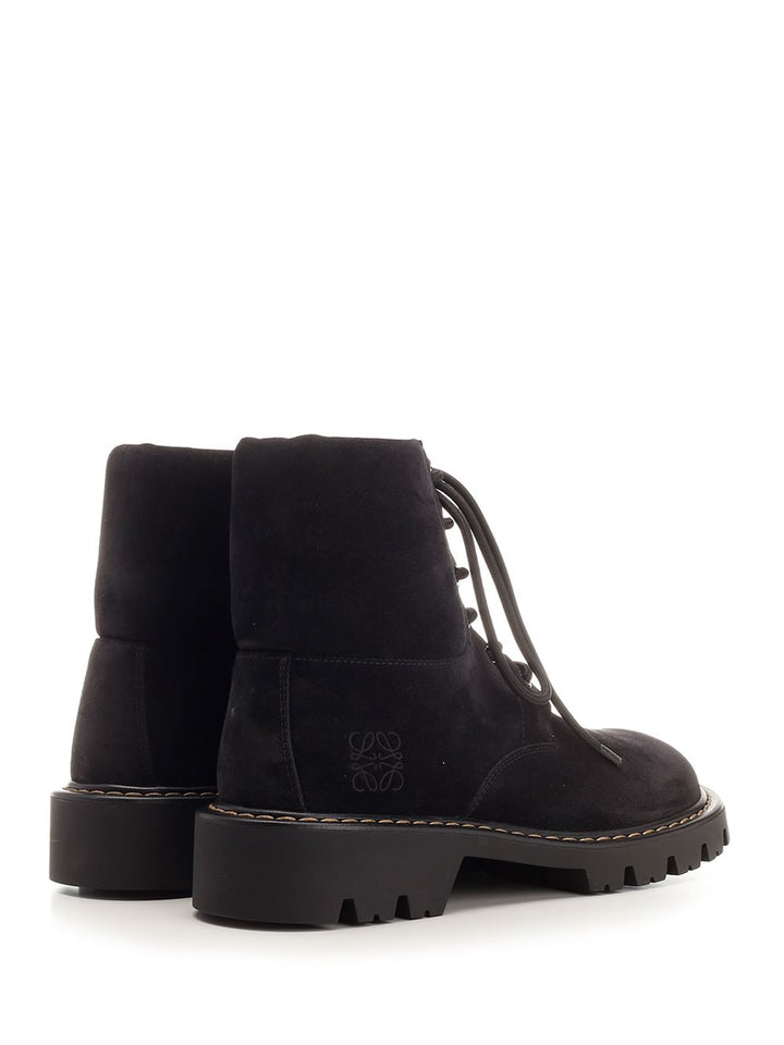 Loewe Sierra Combat Ankle Boot In Suede Boots - Nero | 9e8880e6269b5e67dd6a45f6d81a27ebcb60e55b