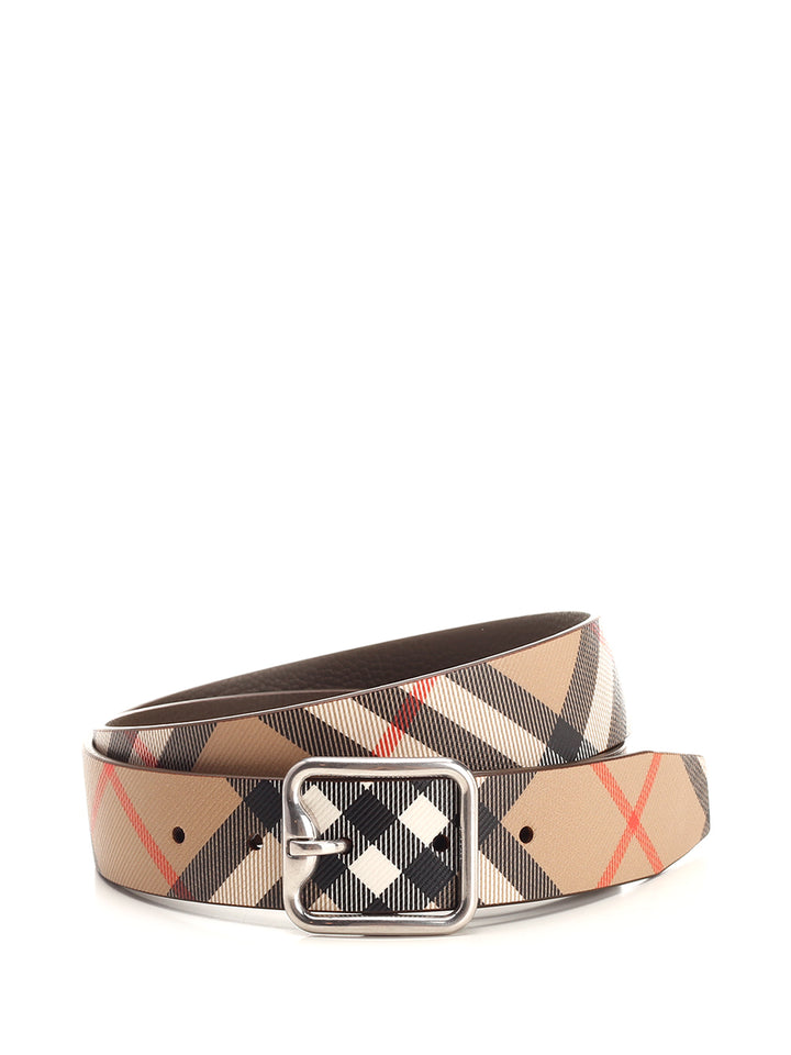 Burberry B Buckle Check Reversible Belt Cinture - Marrone | 42c919f66e129315534820c04ec88eb0608c67f1