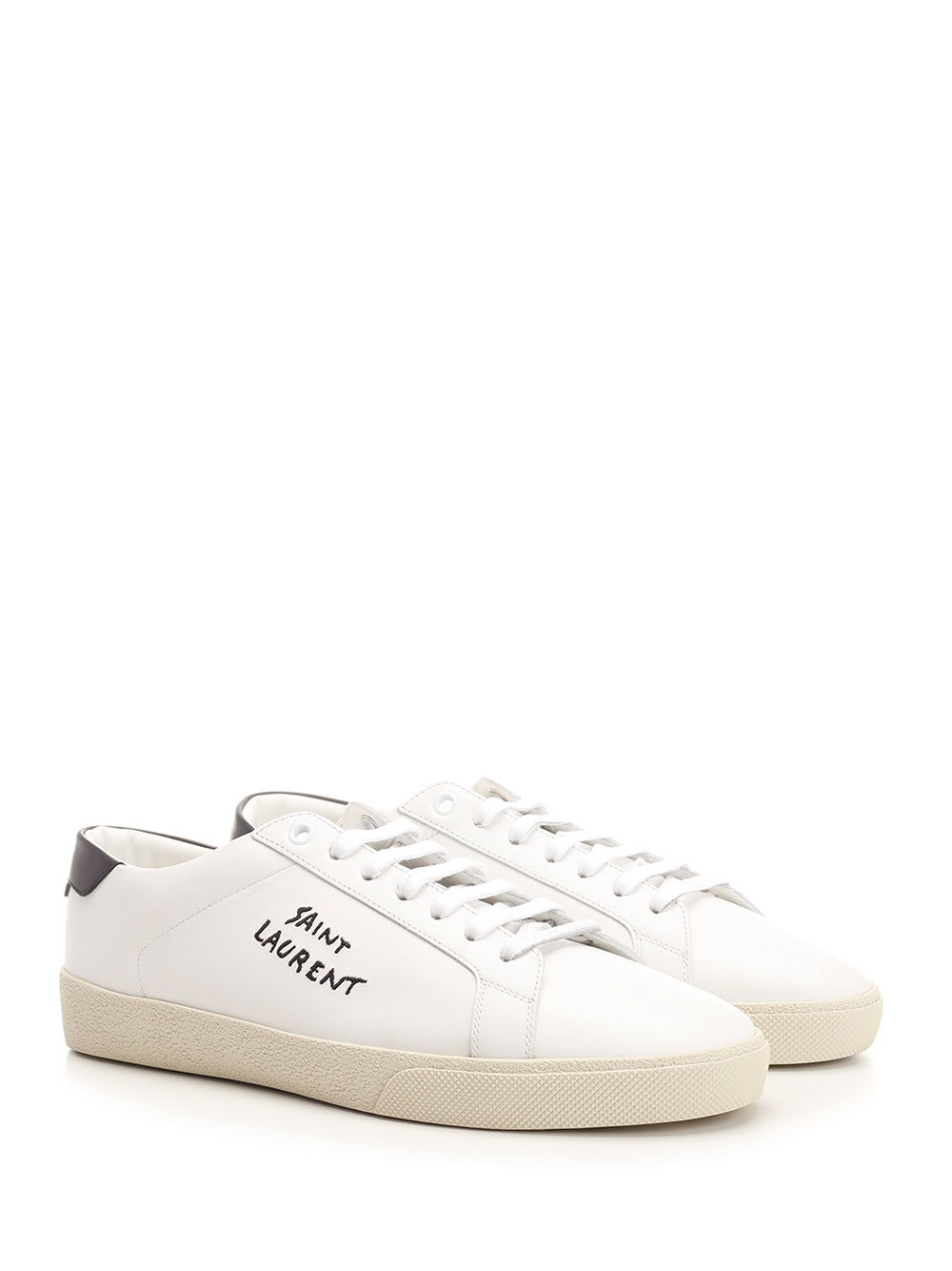 Saint Laurent Court Sl/06 Optic White In Leather Sneakers - Bianco | 1adf931f3cc1ceb5af87bb14b28769f7783d7fad