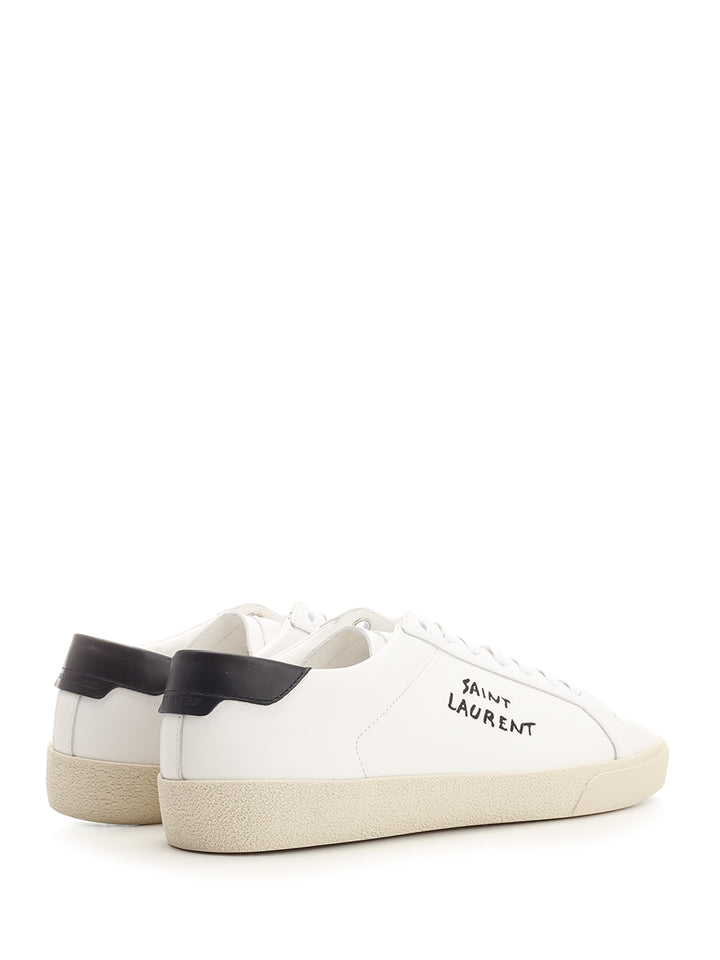 Saint Laurent Court Sl/06 Optic White In Leather Sneakers - Bianco | 1f4d7462aec1e435be7ce50a2c4494ba53f63933