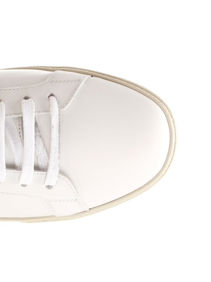 Saint Laurent Court Sl/06 Optic White In Leather Sneakers - Bianco | c5f624db4c364ec8068642bd74e45616522327c0