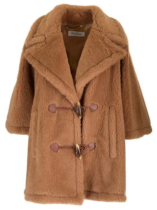 Teddy Fabric Cape Coats Beige