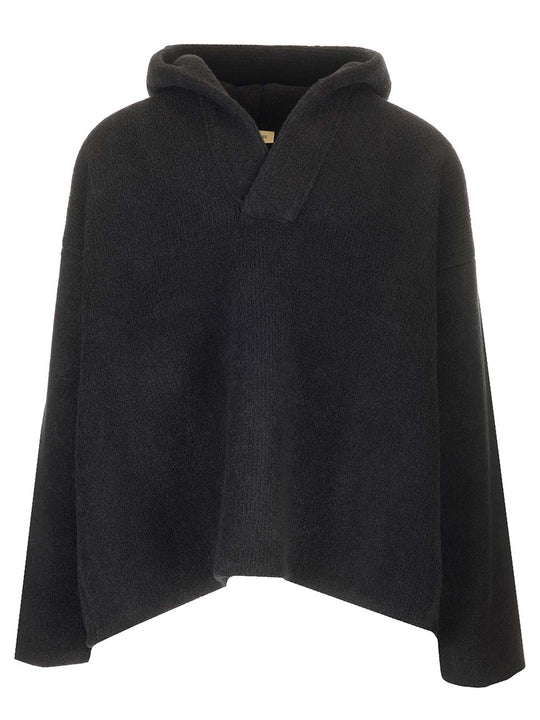 Merino Polo Hoodie Knitwear Nero