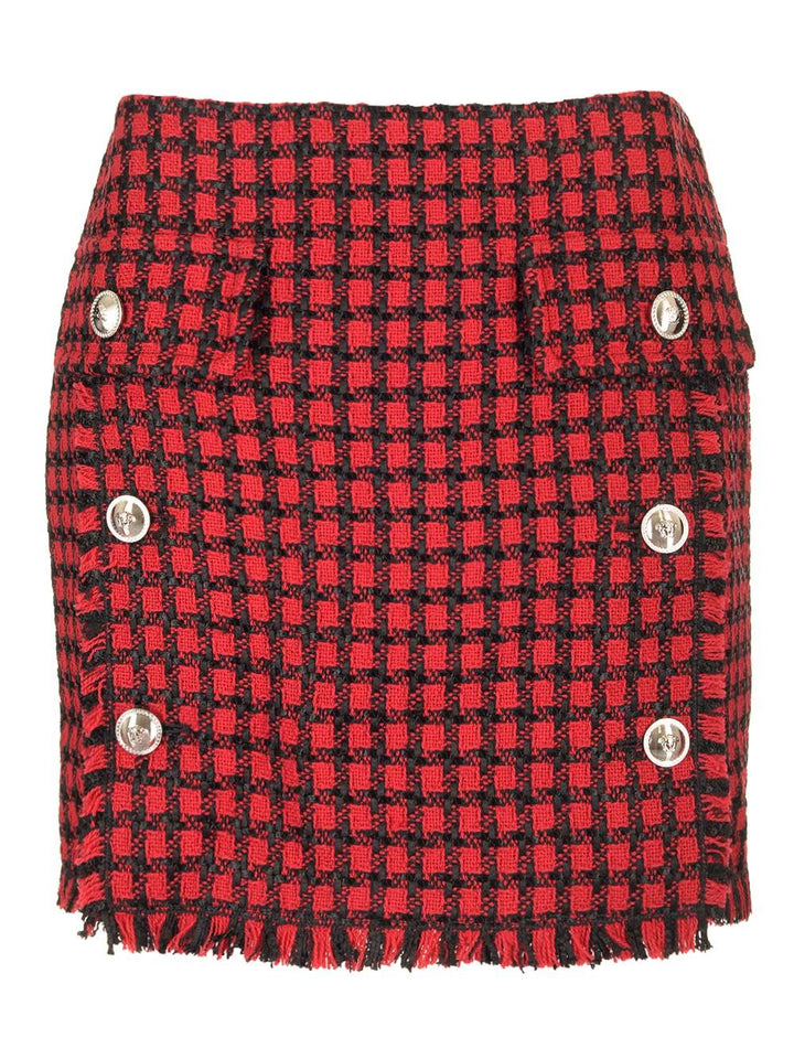 Versace Tweed Mini Skirt Gonne - Rosso | 6a5309a236d9c0e5f4f8be7544449f9e21ef6def