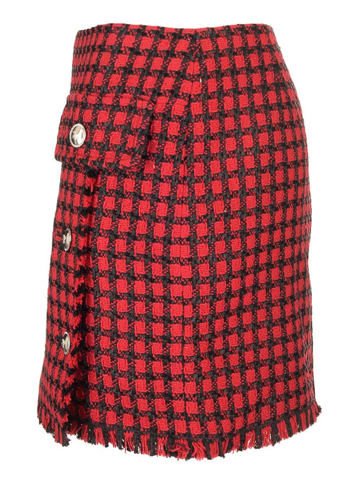 Versace Tweed Mini Skirt Gonne - Rosso | 02c16be7db58d09e632cc118328a61bdd2654347