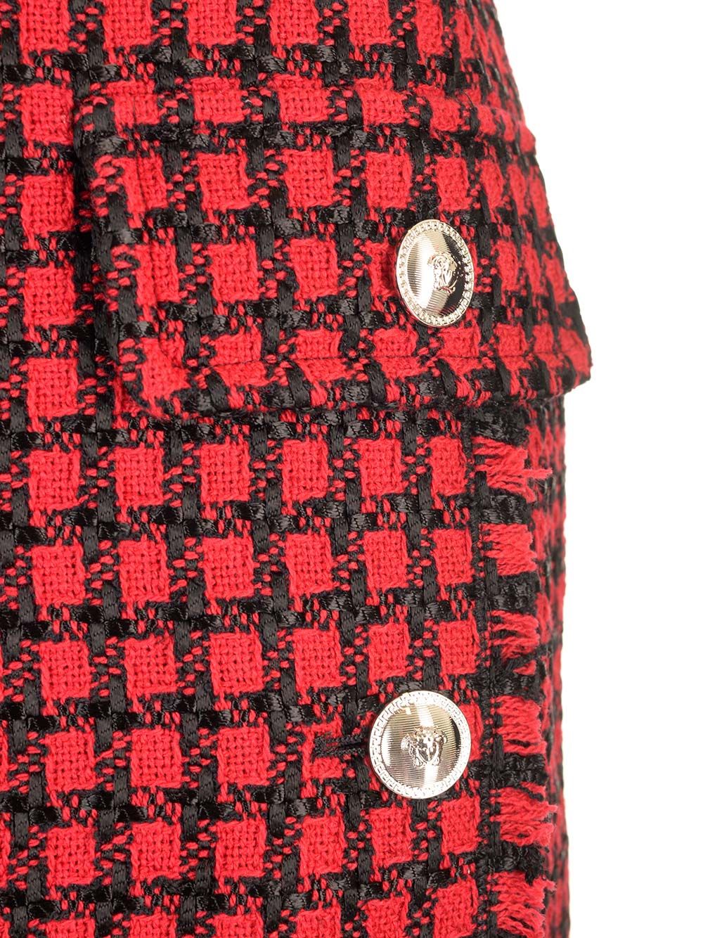 Versace Tweed Mini Skirt Gonne - Rosso | 24a2fe547fadfa1843bfad1fb08548970e4194e5