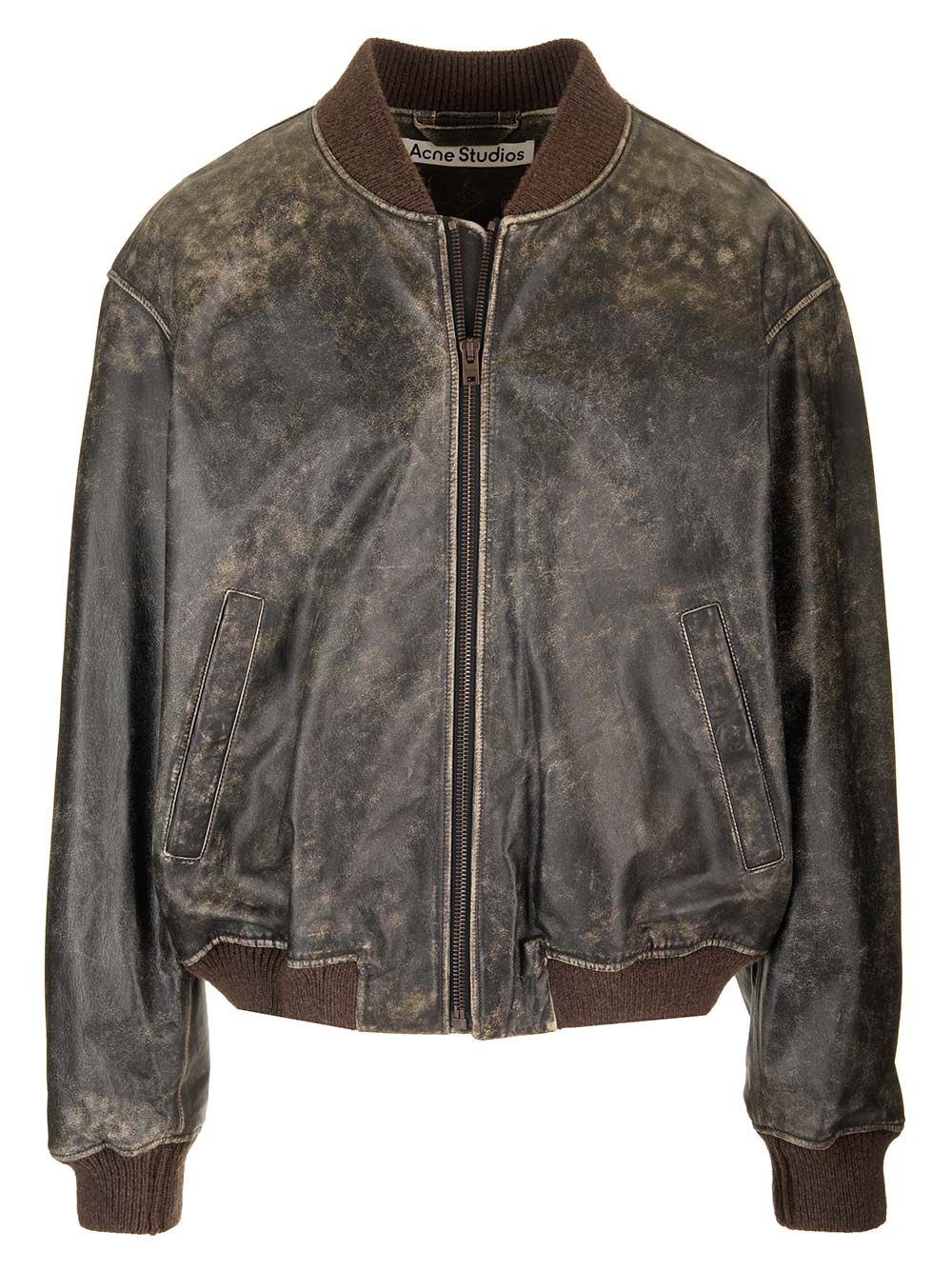 Acne Studios Leather Bomber Jacket Giacche - Nero | 8ffc7b6ab70482dc1a9dd9ded46031dfefe90b51