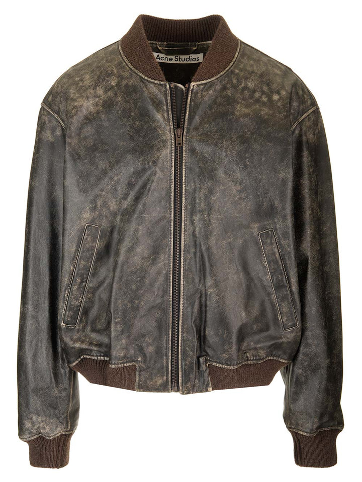 Acne Studios Leather Bomber Jacket Giacche - Nero | 8ffc7b6ab70482dc1a9dd9ded46031dfefe90b51