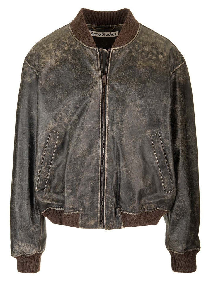 Acne Studios Leather Bomber Jacket Giacche - Nero | e0e6a1bd8269111a698c9345a88cd00aafa827a0