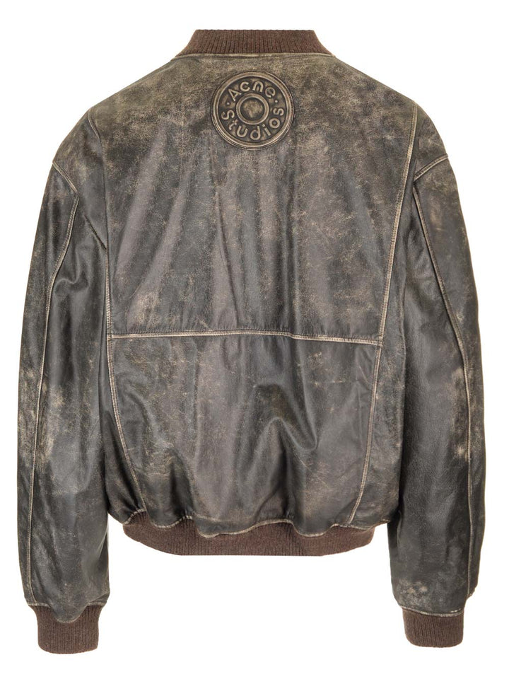Acne Studios Leather Bomber Jacket Giacche - Nero | 4e87826b5abda458b86ee5d0e565356d1d607a5a