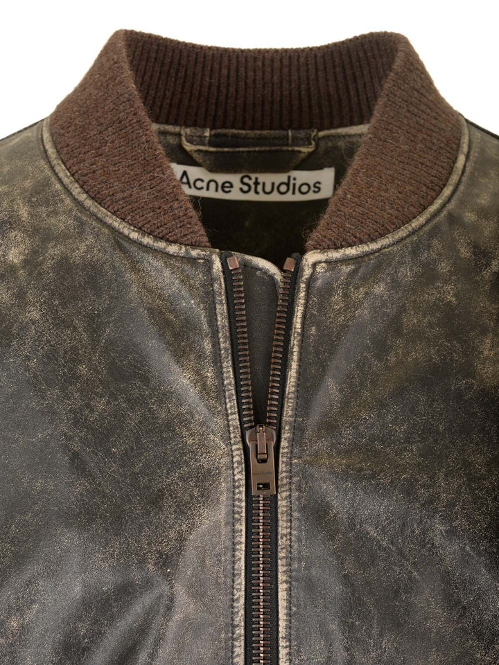 Acne Studios Leather Bomber Jacket Giacche - Nero | 8890bfe2984c5f92a74756557388be3376b4d5e4