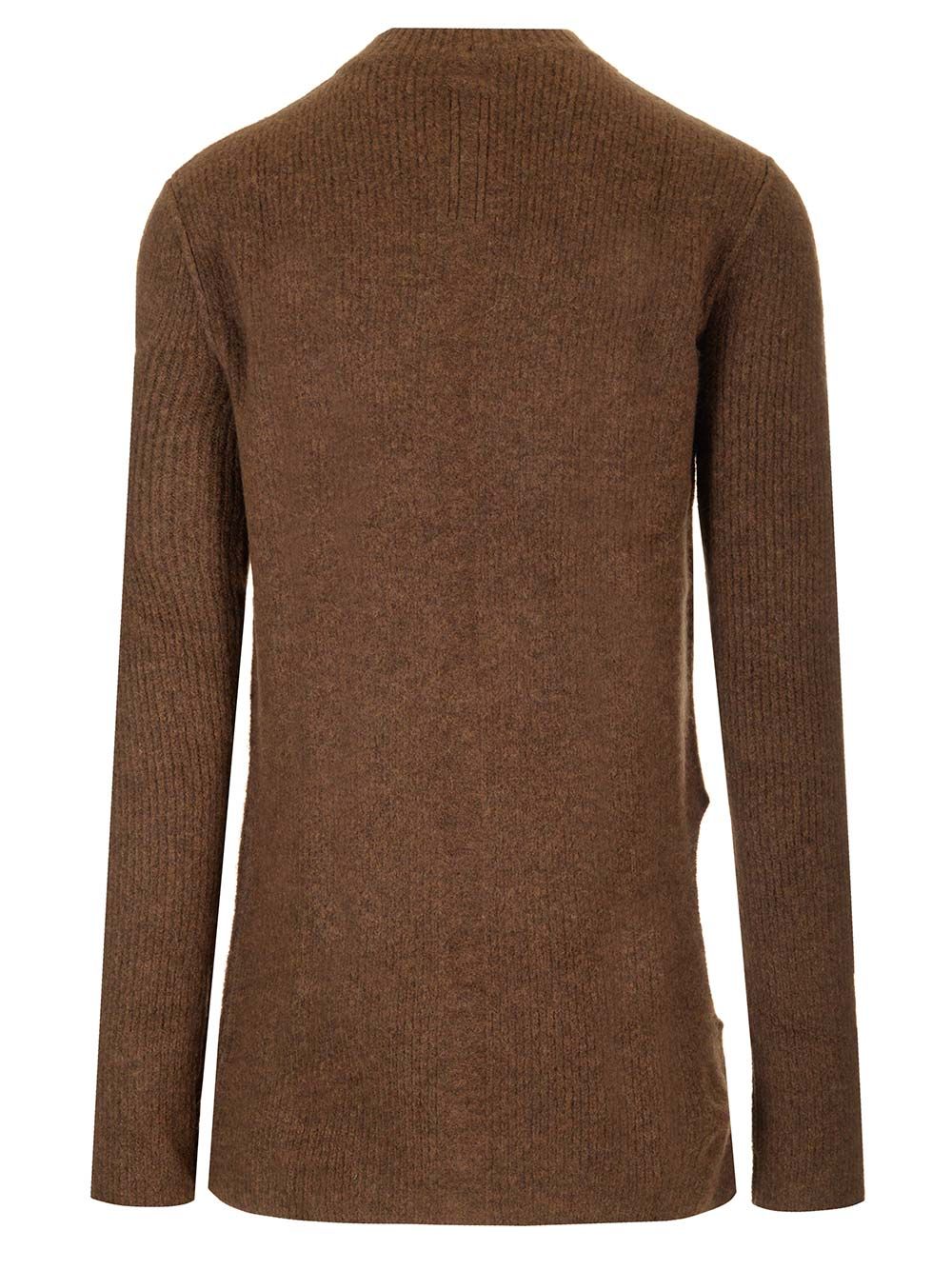 Rick Owens High Neck Sweater In Alpaca Knitwear - Marrone | 89477614b4f41c4d13abc2d224802ac1ad46eef0