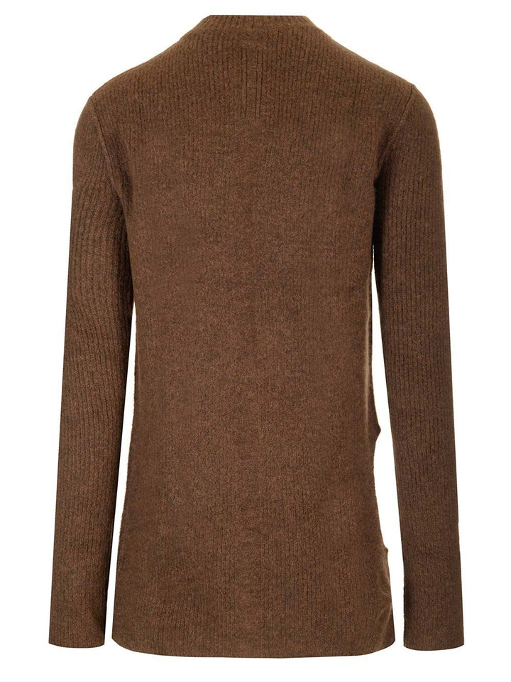 Rick Owens High Neck Sweater In Alpaca Knitwear - Marrone | 89477614b4f41c4d13abc2d224802ac1ad46eef0