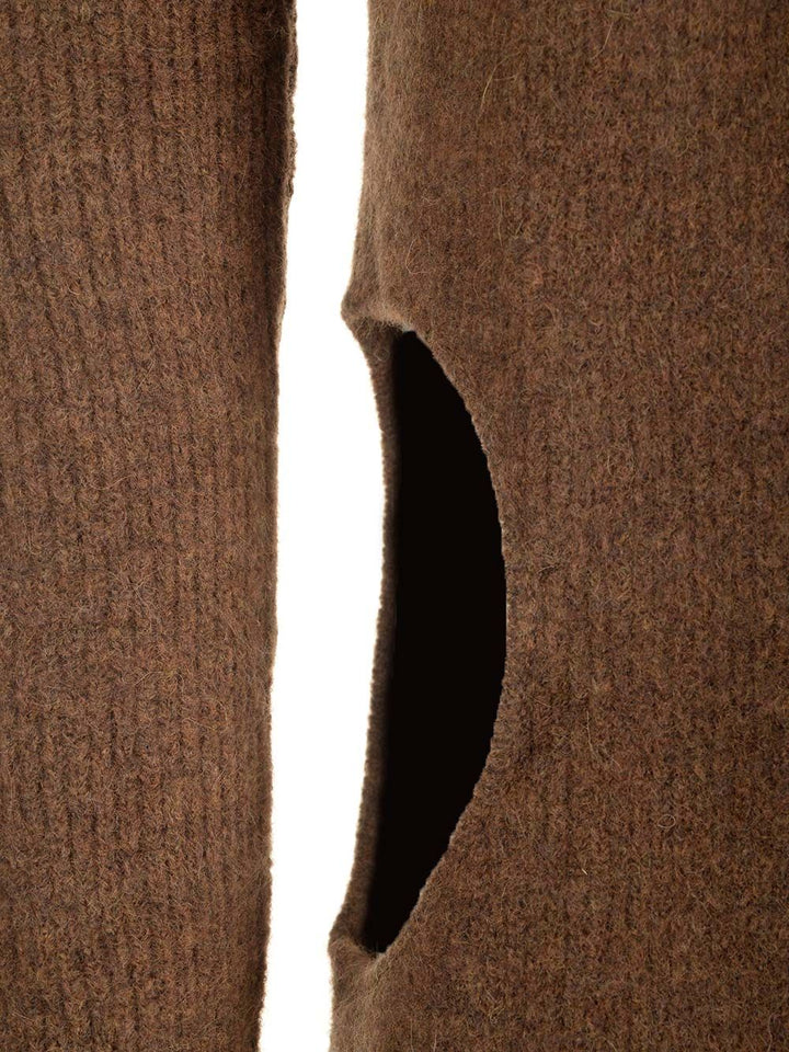 Rick Owens High Neck Sweater In Alpaca Knitwear - Marrone | 37b45f28a132c96e3978b8645ac74126f7054a65