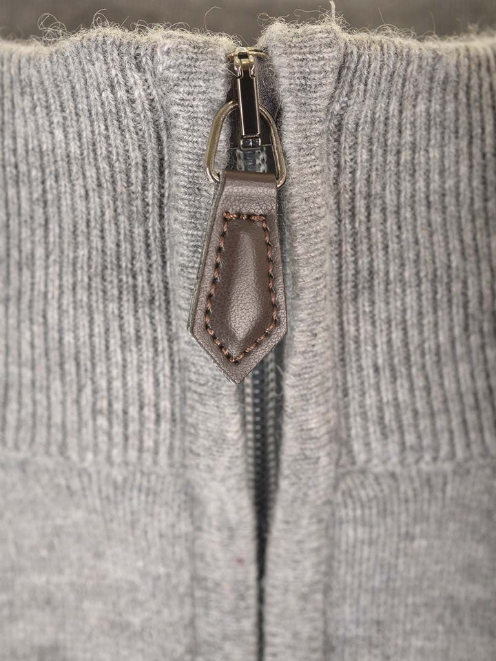 Al Duca D'Aosta Maglia Serafino In Cashmere Knitwear - Grey | 346f7c069dd883ed118bb353b45eb72613a365cb
