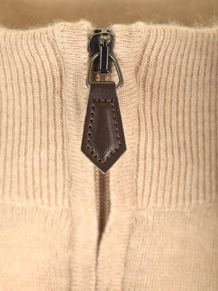 Al Duca D'Aosta Maglia Serafino In Cashmere Knitwear - Beige | ce90c237c29d429d2e9dbac6af27819e83f72d5e