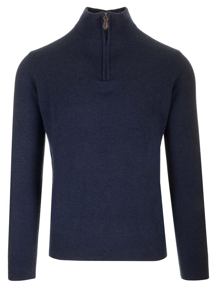 Al Duca D'Aosta Maglia Serafino In Cashmere Knitwear - Blu | aa0aaa4bb803b7b03040c966635a9d54771fcce5