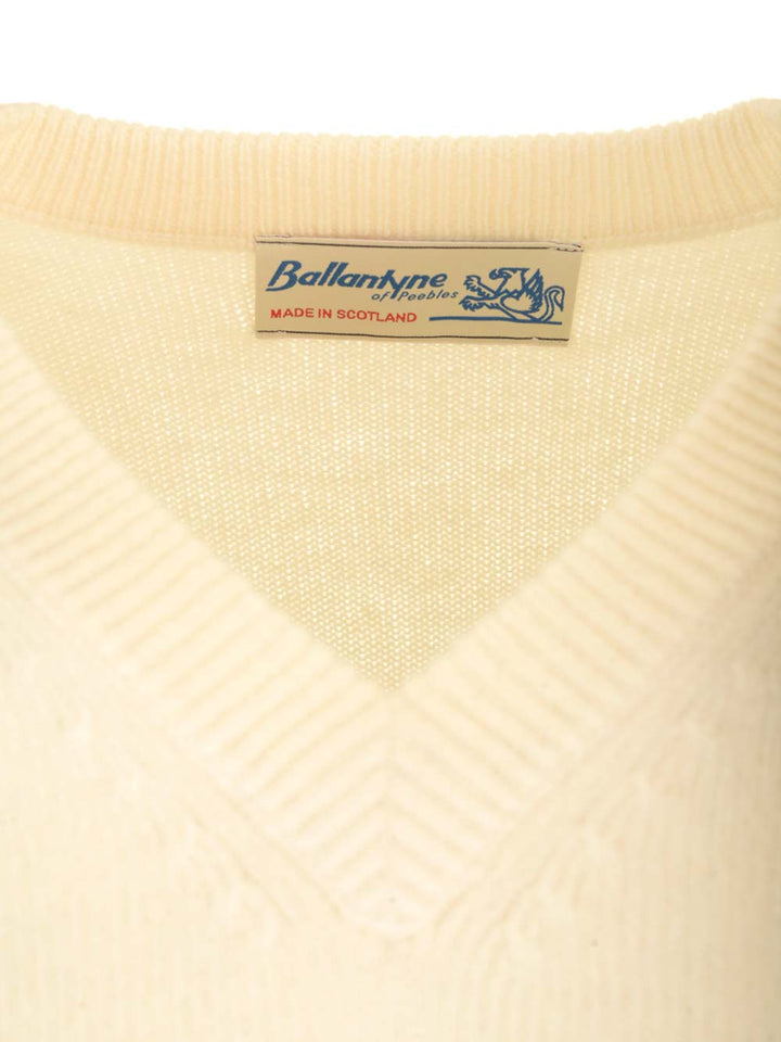 Ballantyne Double Yarn Cashmere Diamond Sweater Knitwear - Bianco | 402d48c27edc874bf7a678478f501747500329e7