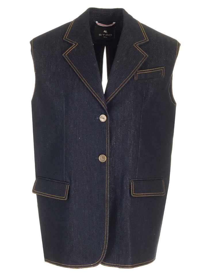 Etro Denim Waistcoat Giacche - Blu | b8254d2035a097f820785543d01644aef946ee8d