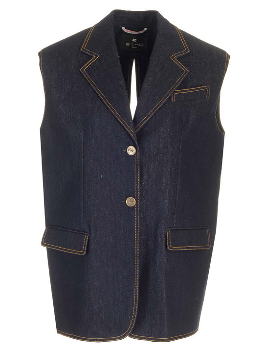 Denim Waistcoat Giacche Blu