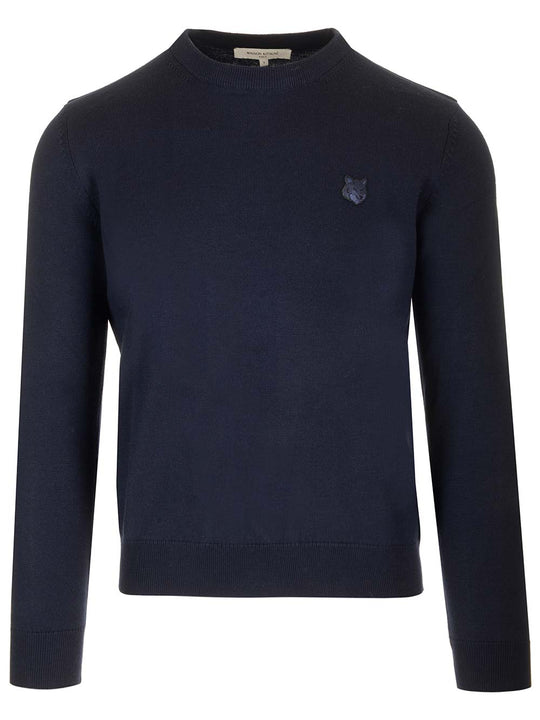 Bold Fox Head Patch Regular Jumper Knitwear Blu