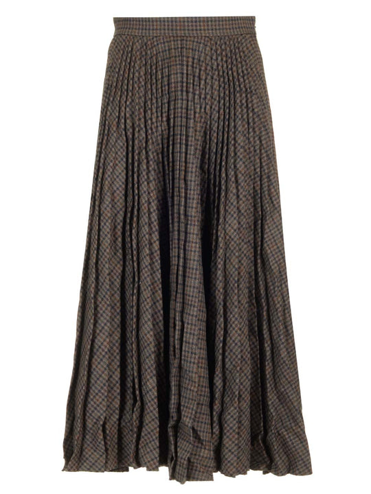 Wrinkled Effect Pleated Midi Gonne Marrone